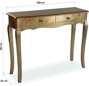 CAGLIARI ENTRANCE TABLE IN GOLD WOOD 100x35cm H80 VERSA