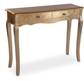 CAGLIARI ENTRANCE TABLE IN GOLD WOOD 100x35cm H80 VERSA