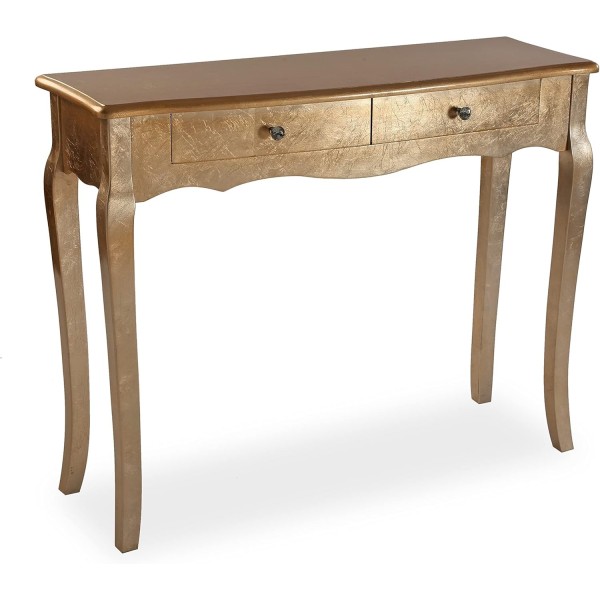 CAGLIARI ENTRANCE TABLE IN GOLD WOOD 100x35cm H80 VERSA