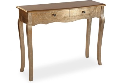 CAGLIARI ENTRANCE TABLE IN GOLD WOOD 100x35cm H80 VERSA