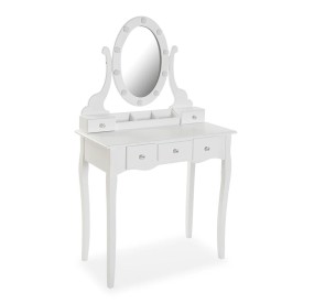 DIVA MAKE-UP TOILET IN WHITE WOOD WITH ILLUMINATED MIRROR