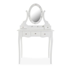 DIVA MAKE-UP TOILET IN WHITE WOOD WITH ILLUMINATED MIRROR