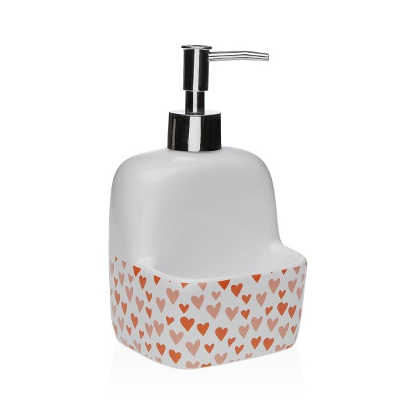 DISPENSER SAPONE CON PORTA SPUGNA IN CERAMICA - AMORE