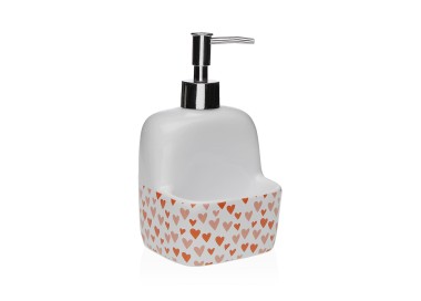 DISPENSER SAPONE CON PORTA SPUGNA IN CERAMICA - AMORE