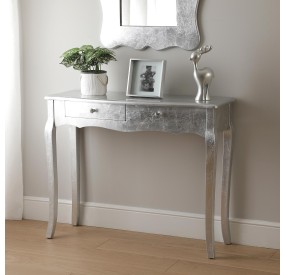 CAGLIARI ENTRANCE TABLE IN SILVER WOOD 100x35cm H80 VERSA