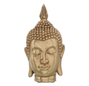 RAPPRESENTAZIONE FIGURA BUDDHA IN RESINA ORO 23cm