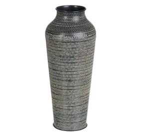 DECORATED BLACK ALUMINUM VASE HEIGHT 50cm