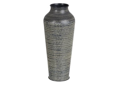 DECORATED BLACK ALUMINUM VASE HEIGHT 50cm