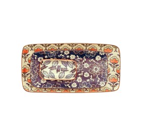 SET OF 3 RECTANGULAR DECORATED CERAMIC TRAYS