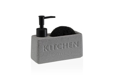 DISPENSER CUCINA PORTA SAPONE E SPUGNA KITCHEN - GRIGIO