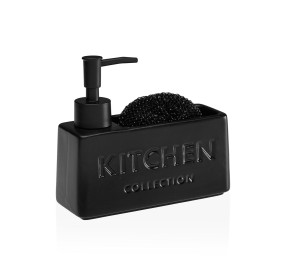 DISPENSER CUCINA PORTA SAPONE E SPUGNA KITCHEN - NERO