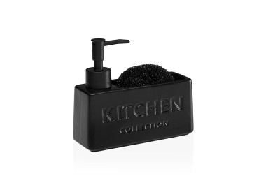 KITCHEN SOAP AND SPONGE DISPENSER KITCHEN - BLACK