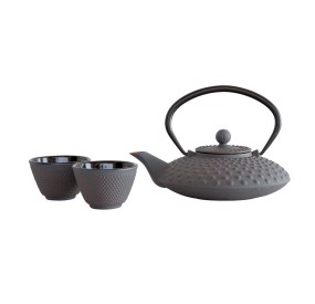 CAST IRON TEAPOT SET WITH FILTER + 4 GLASSES