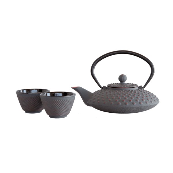 CAST IRON TEAPOT SET WITH FILTER + 4 GLASSES