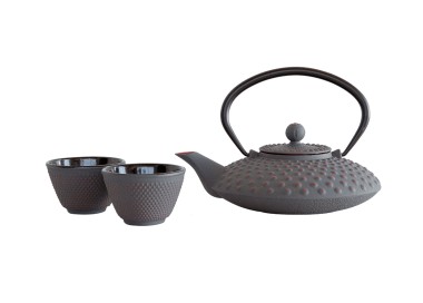 CAST IRON TEAPOT SET WITH FILTER + 4 GLASSES