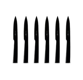 SET OF 6 FORGED MEAT KNIVES IN BLACK STAINLESS STEEL