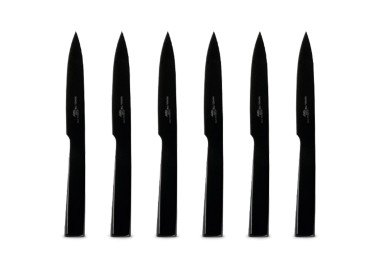 SET OF 6 FORGED MEAT KNIVES IN BLACK STAINLESS STEEL