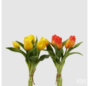 PAIR OF 2 YELLOW AND ORANGE TULIPS BOUQUETS 28cm ENZO DE GASPERI