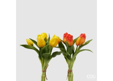 PAIR OF 2 YELLOW AND ORANGE TULIPS BOUQUETS 28cm ENZO DE GASPERI