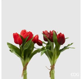 COPPIA 2 BOUQUET MAZZI TULIPANI ROSSI 28cm ENZO DE GASPERI