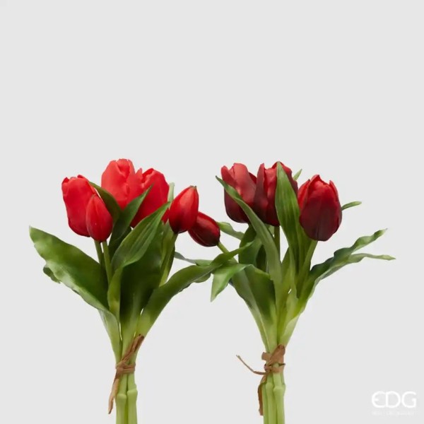 PAIR OF 2 RED TULIPS BOUQUETS 28cm ENZO DE GASPERI