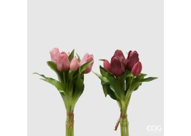 PAIR OF 2 PINK AND VIOLET TULIPS BOUQUETS 28cm ENZO DE GASPERI