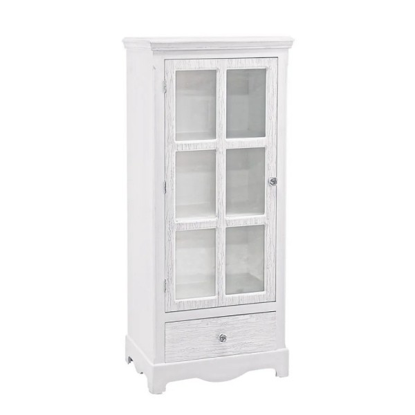 BLANC SHOWCASE 1 DOOR + DRAWER WHITE WOOD DECAPE' H114cm BIZZOTTO