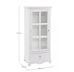 BLANC SHOWCASE 1 DOOR + DRAWER WHITE WOOD DECAPE' H114cm BIZZOTTO