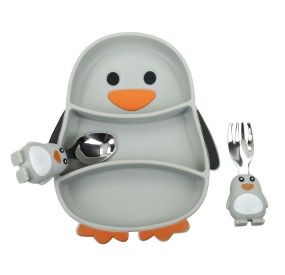 BRANDANI SILICONE PENGUIN BABY MEAL SET