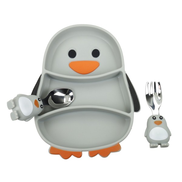 BRANDANI SILICONE PENGUIN BABY MEAL SET