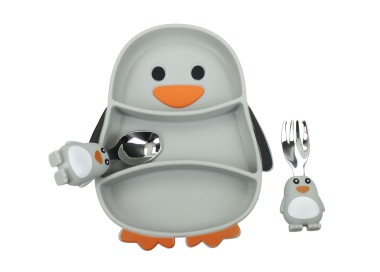 BRANDANI SILICONE PENGUIN BABY MEAL SET