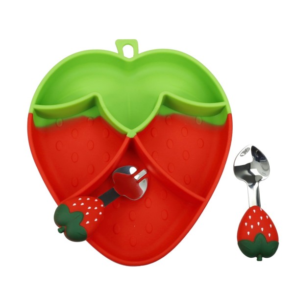 BRANDANI SILICONE STRAWBERRY BABY MEAL SET