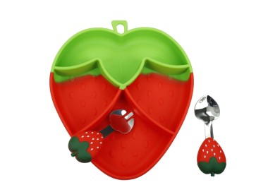 BRANDANI SILICONE STRAWBERRY BABY MEAL SET