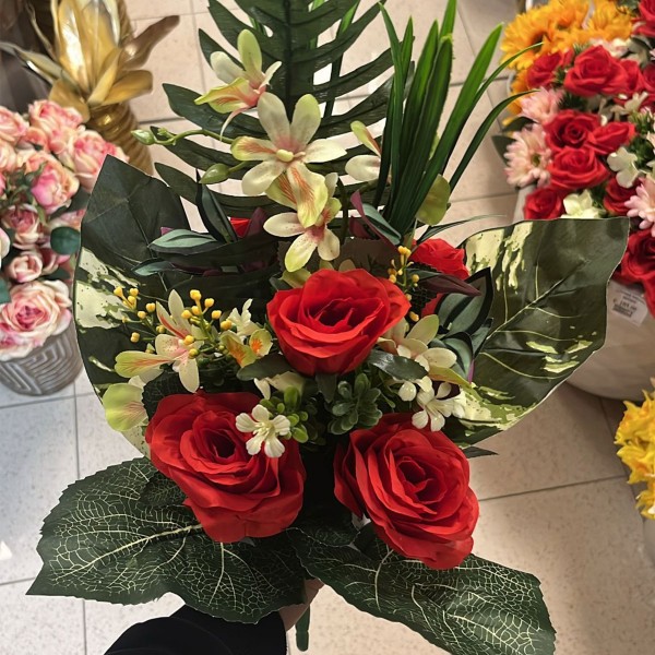 BOUQUET OF FLOWERS AND RED ROSES ENZO DE GASPERI