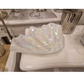 BRANDANI WHITE MOTHER OF PEARL SHELL BOWL 28x20cm