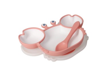 BRANDANI SILICONE CHILDREN'S MEAL PLATE SET - CRAB