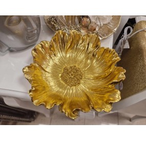 CENTERPIECE KEYRING PLATE FLOWER GOLD 17x17cm VERSA