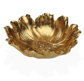 CENTERPIECE KEYRING PLATE FLOWER GOLD 17x17cm VERSA