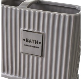 SET 4PCS BATHROOM DISPENSER CERAMIC GREY STRIPES