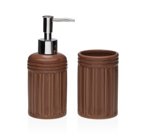 SET 2PCS BATHROOM DISPENSER IN DOLOMITE BROWN