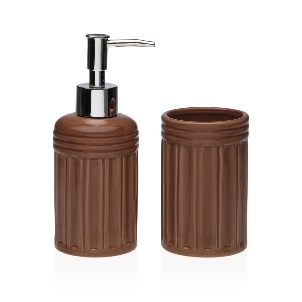 SET 2PCS BATHROOM DISPENSER IN DOLOMITE BROWN