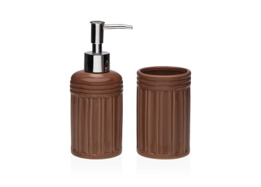 SET 2PCS BATHROOM DISPENSER IN DOLOMITE BROWN