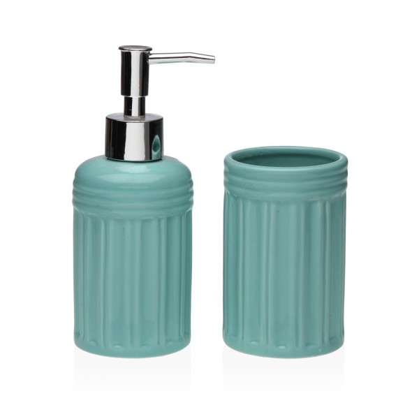 SET 2PCS BATHROOM DISPENSER IN DOLOMITE LIGHT BLUE