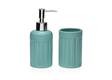 SET 2PCS BATHROOM DISPENSER IN DOLOMITE LIGHT BLUE