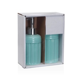 SET 2PCS BATHROOM DISPENSER IN DOLOMITE LIGHT BLUE