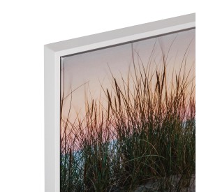 QUADRO SU TELA MARE SPIAGGIA CORNICE LEGNO 50x140cm