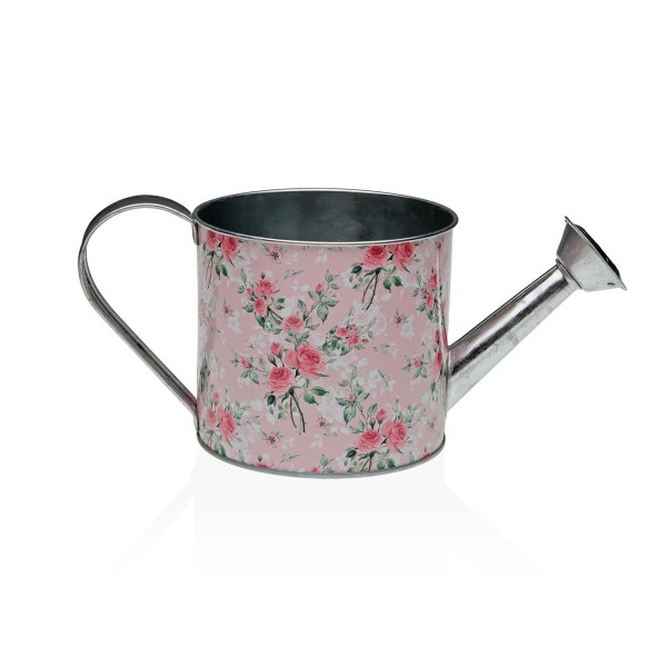 METAL WATERING CAN PINK FLORAL DECORATION D.26CM