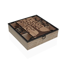 WOODEN TREE OF LIFE TEA COMPARTMENT BOX