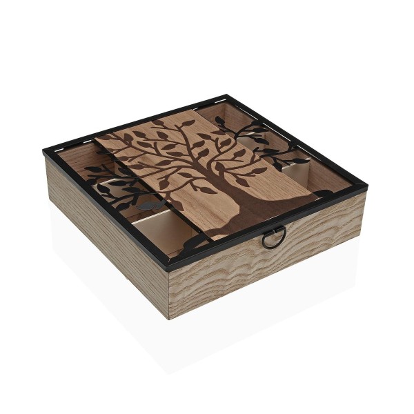 WOODEN TREE OF LIFE TEA COMPARTMENT BOX