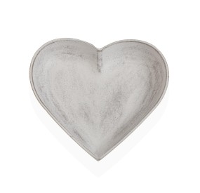 HEART-SHAPED CENTERPIECE PLATE IN WOOD WITH STONE EFFECT